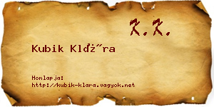 Kubik Klára névjegykártya